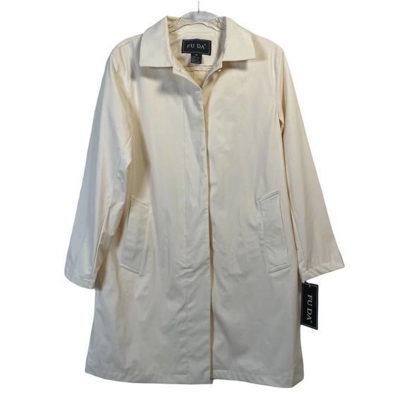 FU DA‎ Ivory Raincoat Jacket Trench coat M - Picture 1 of 4